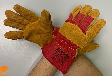 20.10.23.+++++++Перчатки спилковые комбинированные "STRONG" ЛЮКС  по оптовым ценам в Москве от производителя, с доставкой