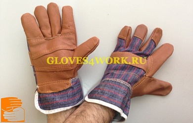 Перчатки кожаные комбинированные ЗАЩИТА  по оптовым ценам в Москве от производителя, с доставкой