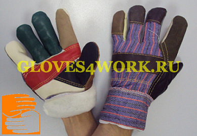 Перчатки кожаные комбинированные утепленные РАДУГА ЛЮКС (мебельная кожа) по оптовым ценам в Москве от производителя, с доставкой